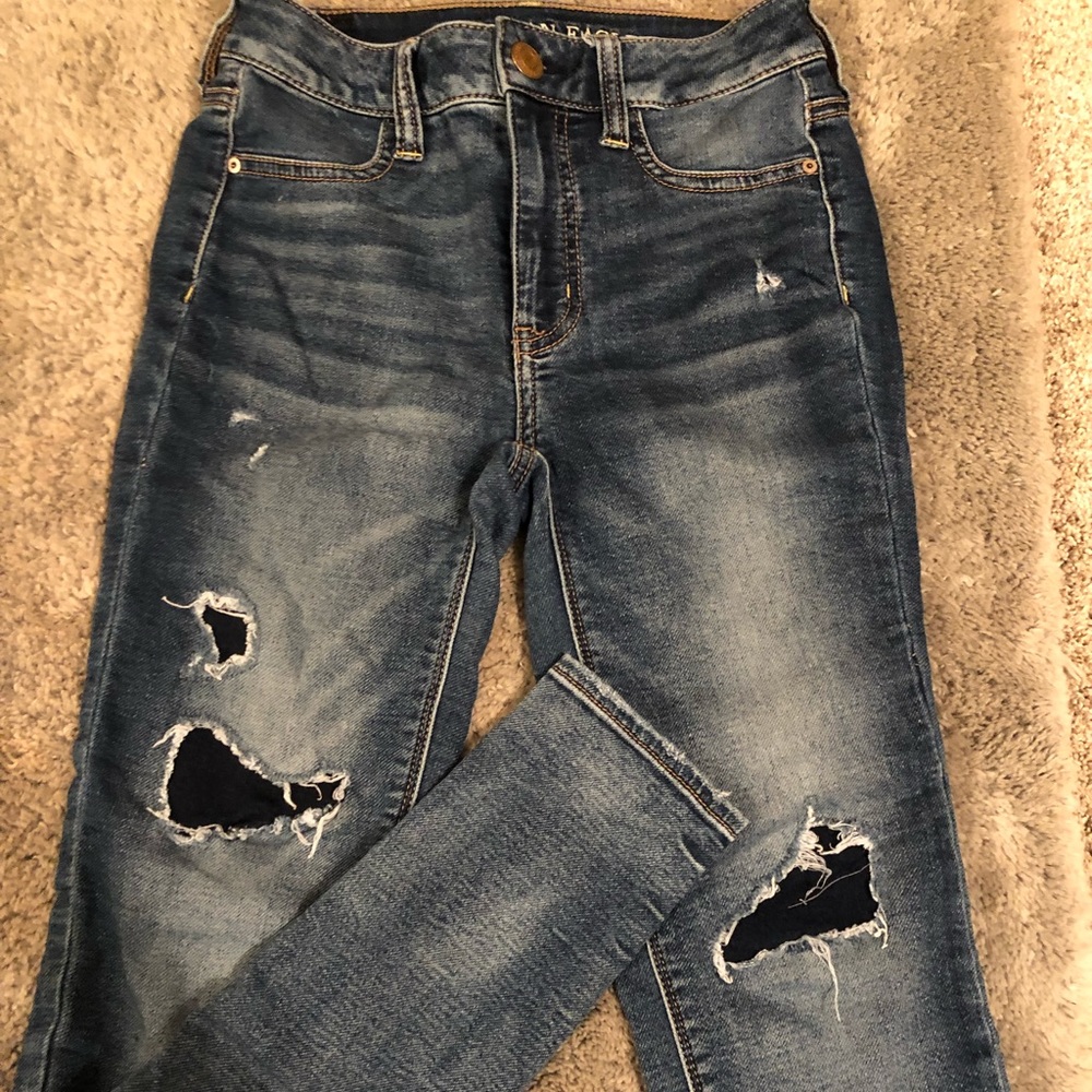 American Eagle Super Super Stretched Patch Jeans - image 1
